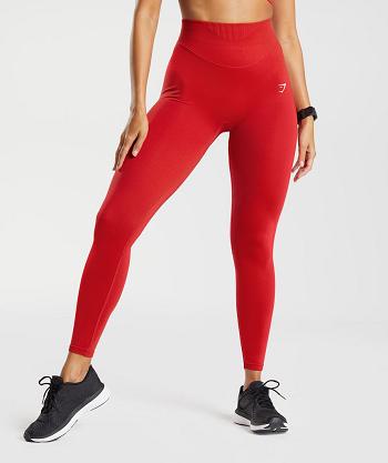 Legginsy Damskie Gymshark Sweat Seamless Sculpt Czerwone | PL 2295JPQ